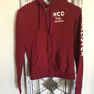 Maroon hollister zip up hoodie